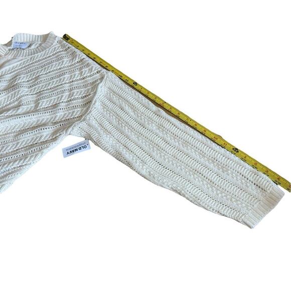 NWT Old Navy Open Knit Sweater Cream XL Coastal Preppy Prep Granolagirl Grandma - Picture 8 of 8
